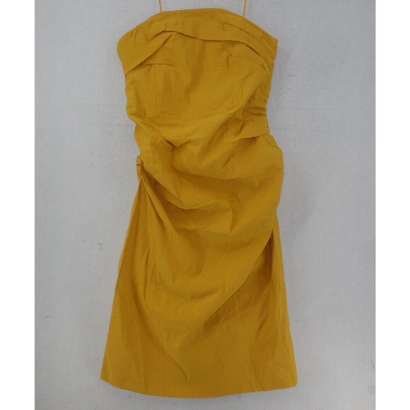 NEW Anthropologie The Soleil Slim Strapless Ruched Dress Mango Yellow Size 2X - Picture 4 of 13